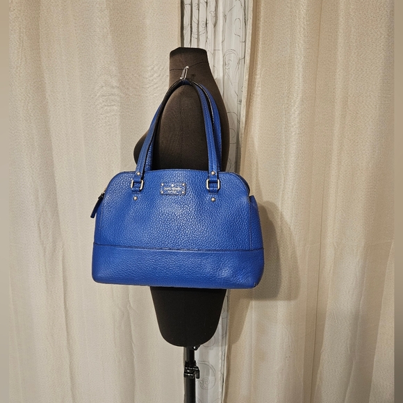 Kate Spade Glove Court Lainey 14 Karat Plated Blue Leather Double Zip Purse Bag - Picture 16 of 16